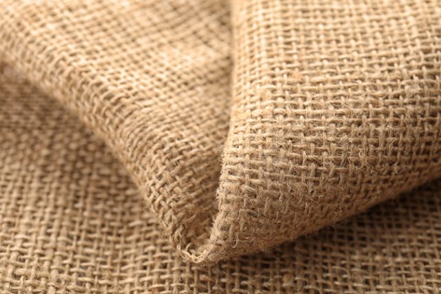 A close up photo of a hemp fabric.