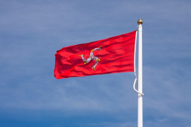 The red flag of the Isle of Man.