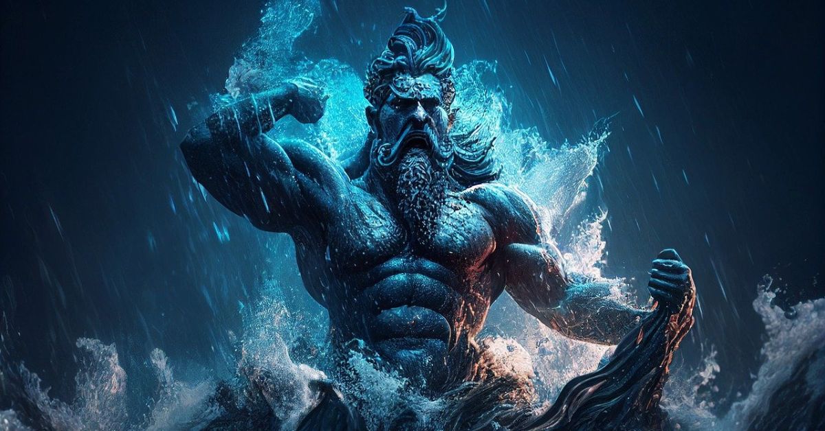An AI generated image of the Greek God Poseidon.