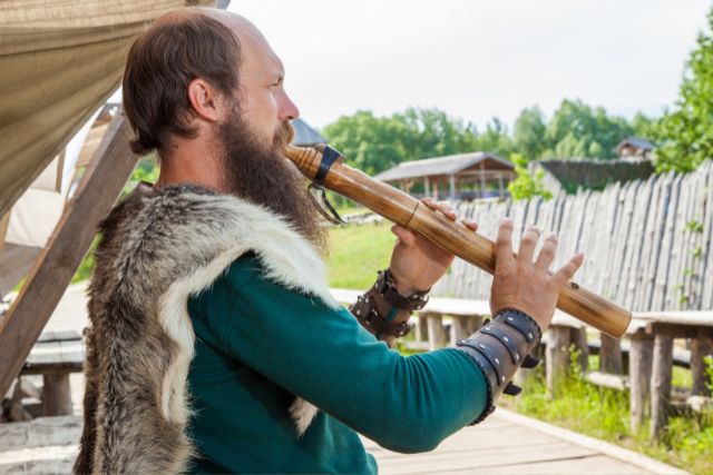 Modern interpretation of a viking flute player.