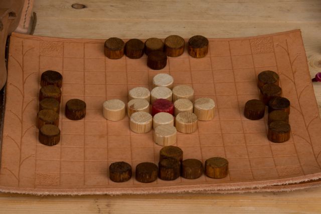 A viking board game on a table.