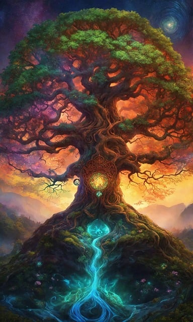 The tree of life in Norse Mythology "Yggdrasil".
