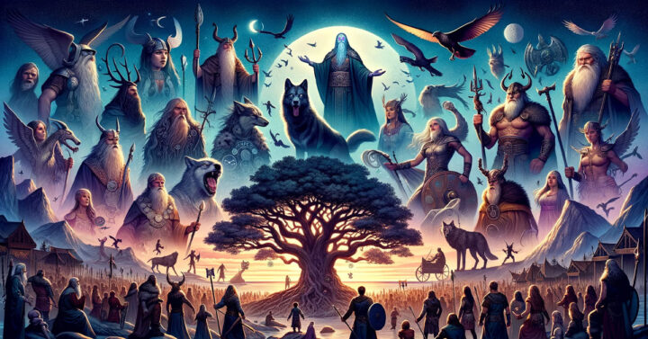 Various Gods and creatures from the many myths and legends of Norse Mythology.