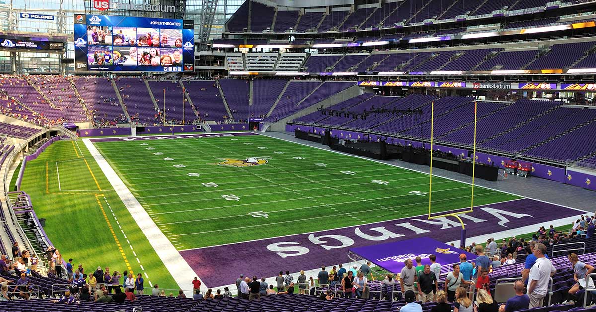 View of nearly empty stadium - the home of The Minnesota Vikings